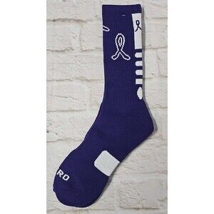 Pancreatic Cancer Awareness, Purple Ribbon Hero Length crew Socks Large 10-12